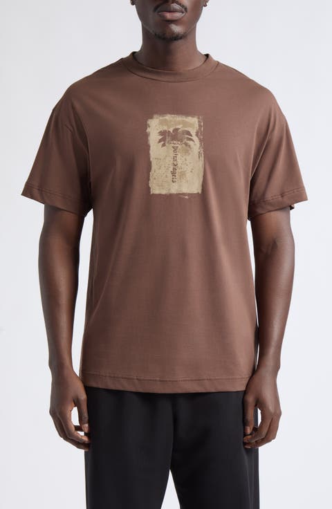 Brushed Palm Tree Cotton Graphic T-Shirt