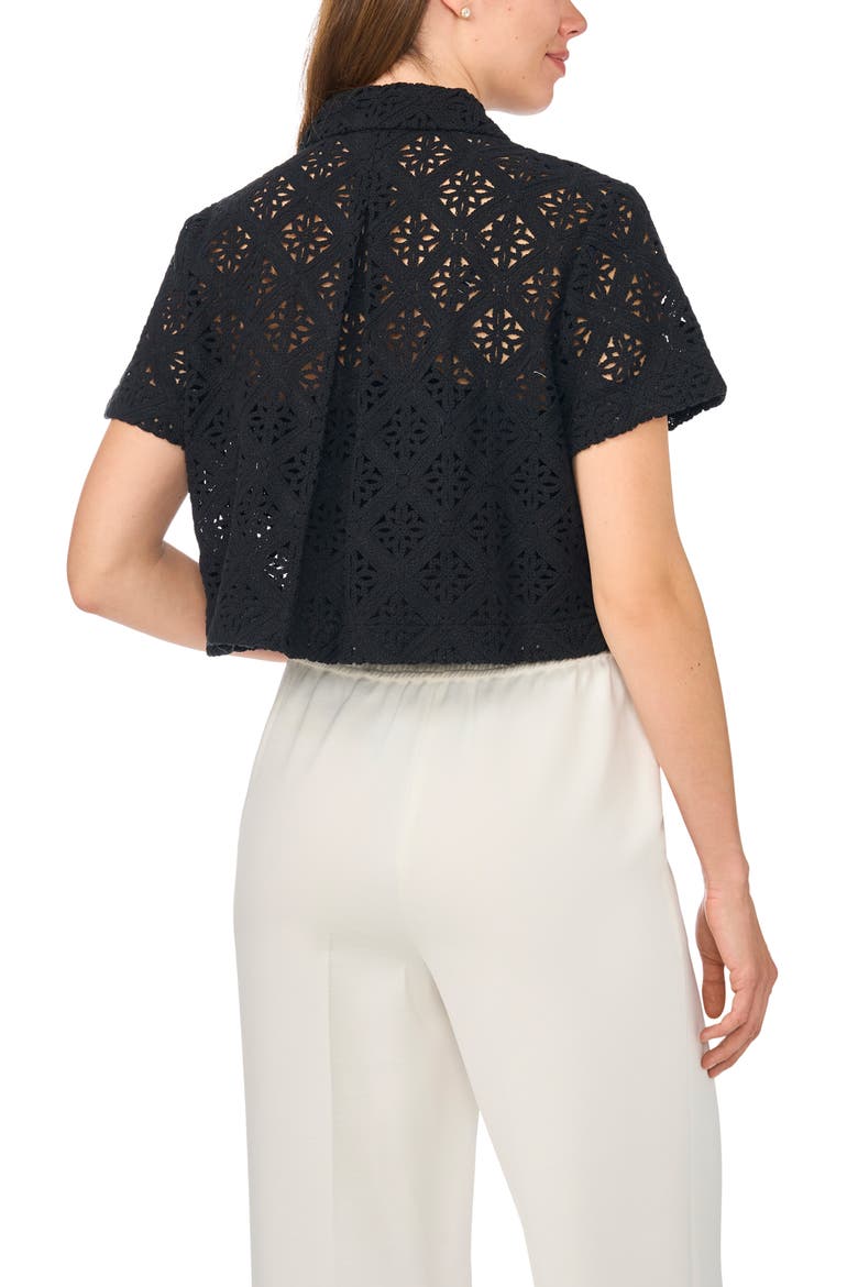 Kena Eyelet Short Sleeve Shirt, Alternate, color, RICH BLACK