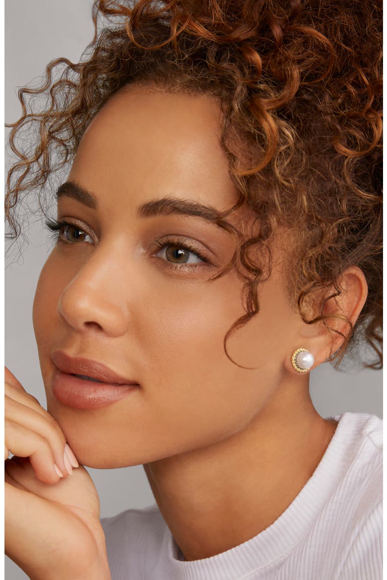 Luna Pearl Lux Stud Earrings, Alternate, color, SILVER