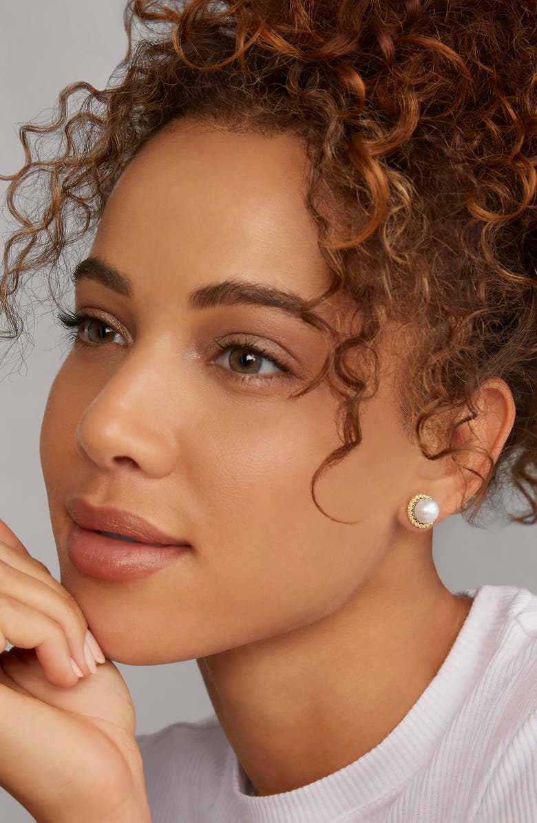 LAGOS Luna Pearl Lux Stud Earrings, Alternate, color, Silver