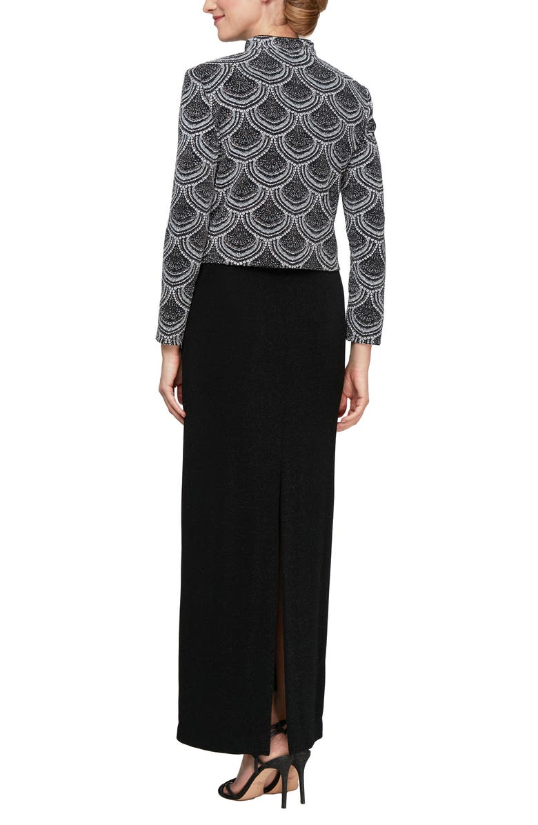 Alex Evenings Column Gown with Mandarin Collar Jacket, Alternate, color,