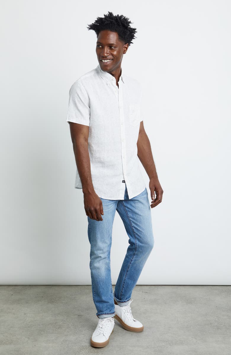 Rails Carson Short Sleeve Linen Blend Button-Up Shirt, Alternate, color, 
