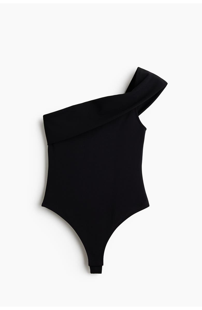 H&M Off-the-shoulder thong bodysuit, Alternate, color, Black
