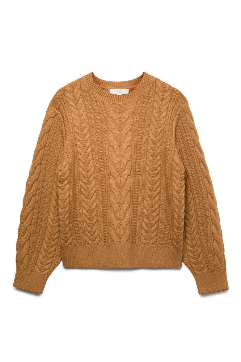 Cable Stitch Sweater, Alternate, color, CARAMEL BROWN