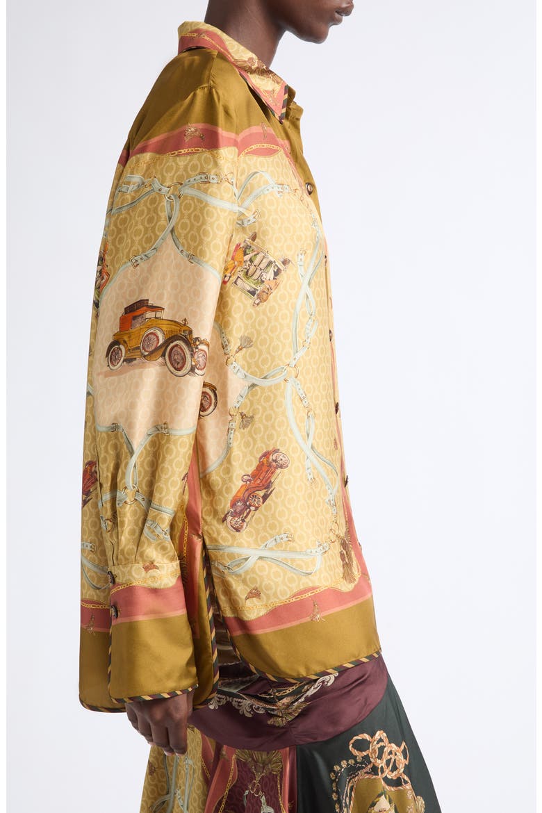 Valiant Scarf Print Silk Twill Button-Up Shirt, Alternate, color, MOSS SCARF
