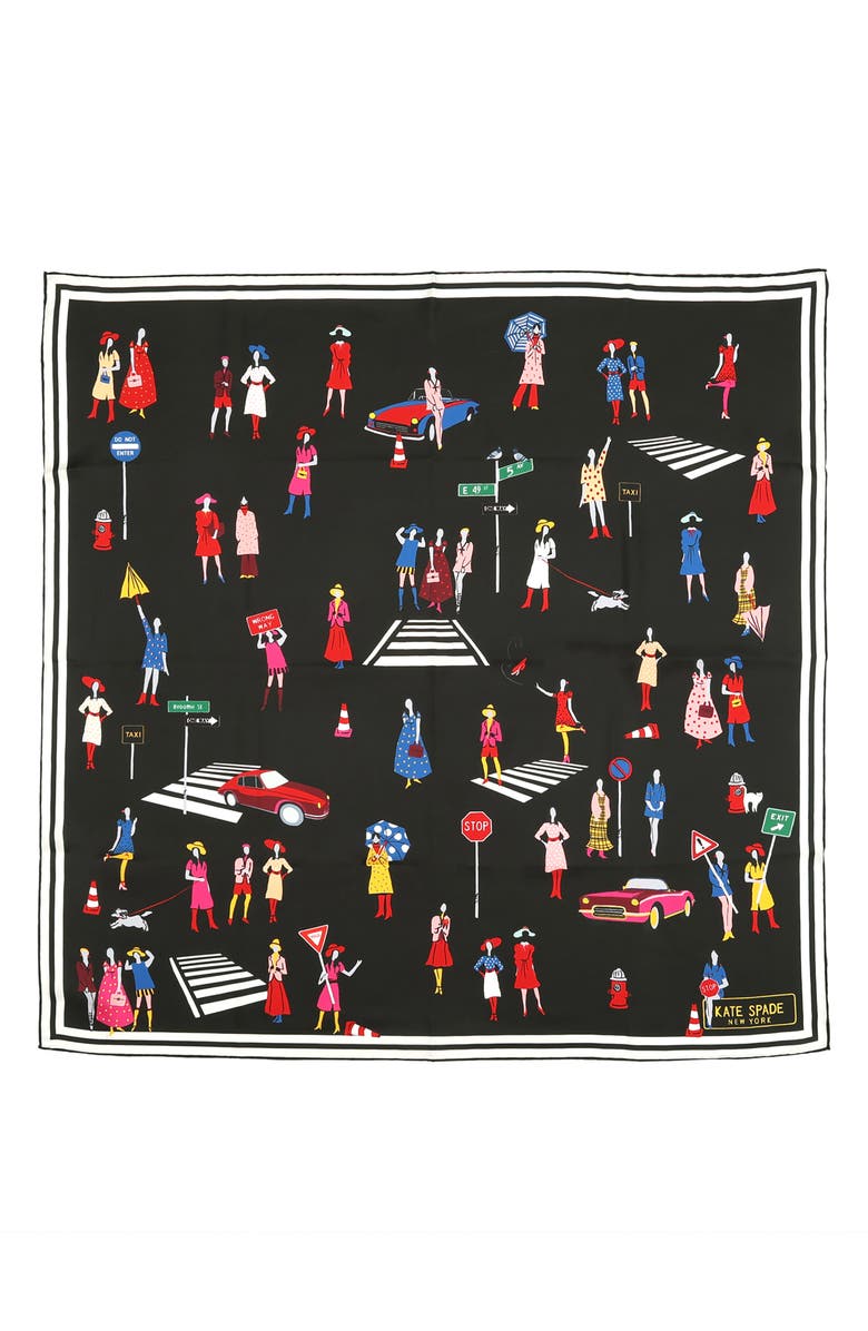 Kate Spade New York ladies crossing silk square scarf, Alternate, color,