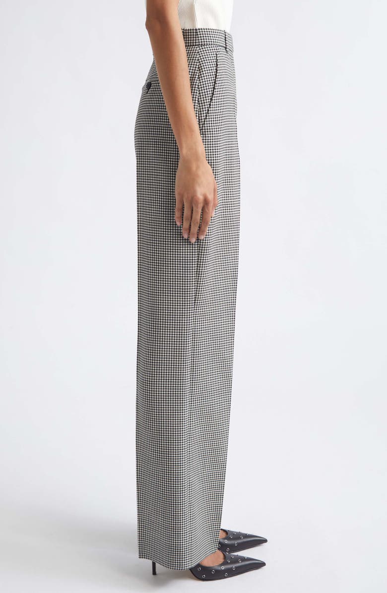 McQueen High Waist Plaid Wool Straight Leg Pants, Alternate, color, Black/Ivory