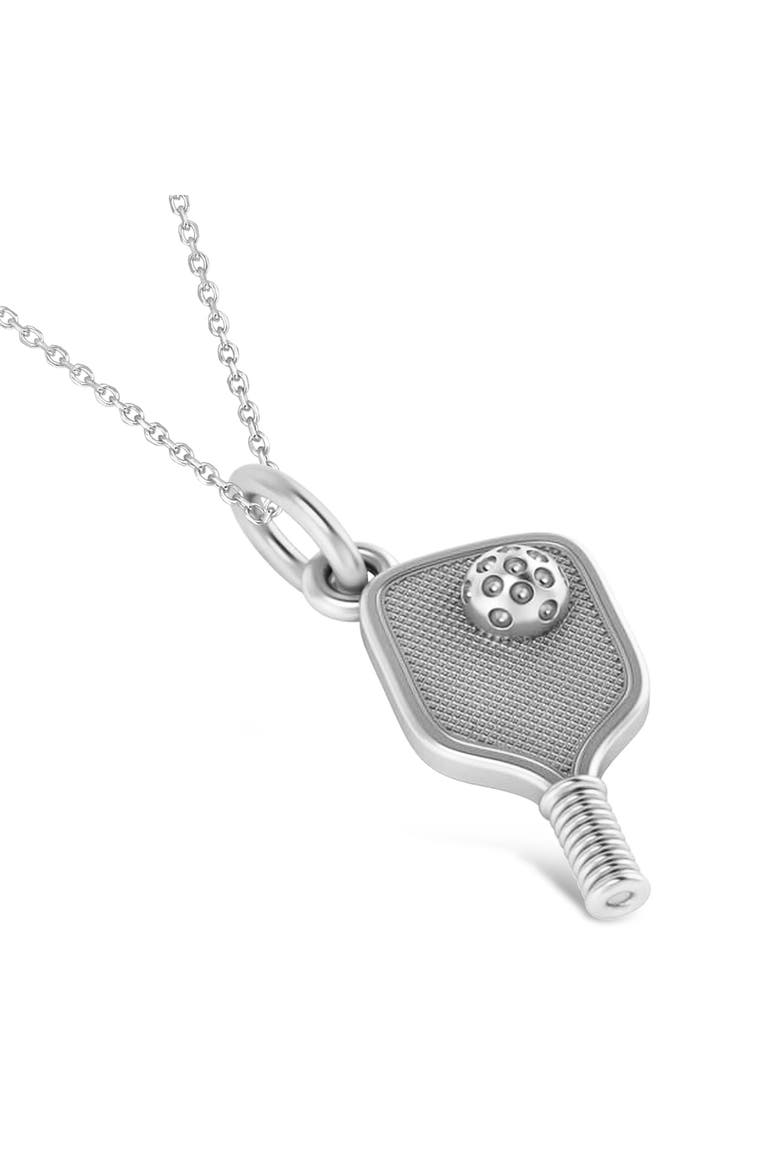 Womens Pickleball Paddle Pendant Necklace 14K, Alternate, color, white gold