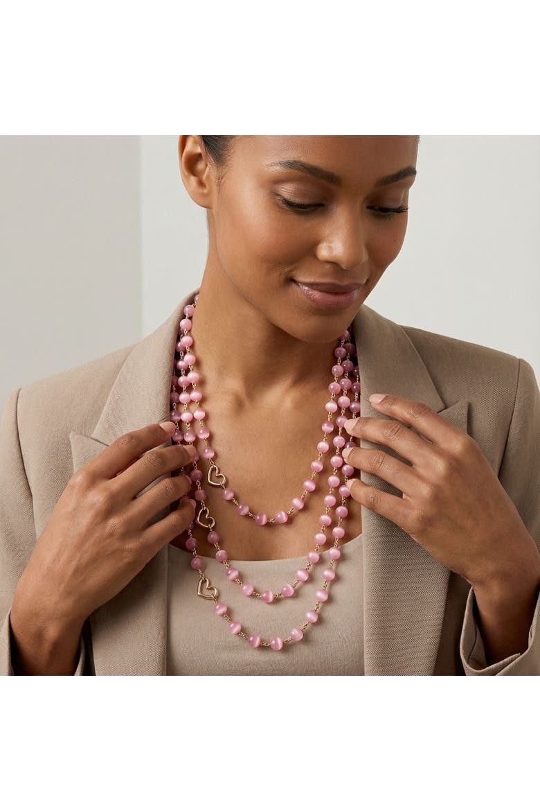 Rosado Pink Glass 3-Layer Socialite Necklace, Alternate, color, Pink