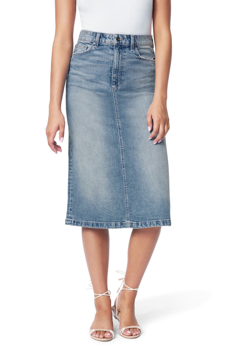 The A-Line Cutoff Denim Pencil Skirt, Main, color, ALDER