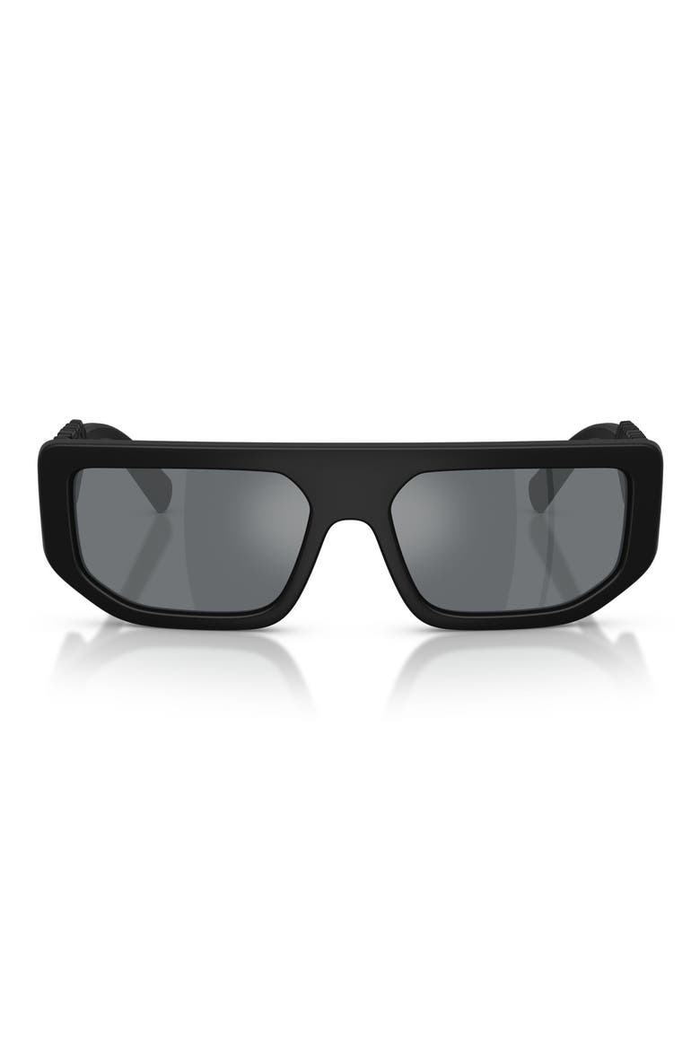 56mm Rectangular Sunglasses, Main, color, MATTE BLACK / LIGHT GREY BLACK