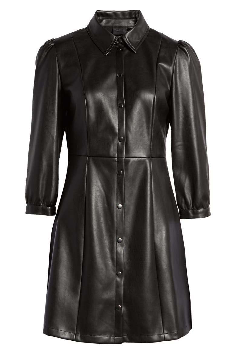 Molly Butter Faux Leather Dress, Alternate, color, BLACK