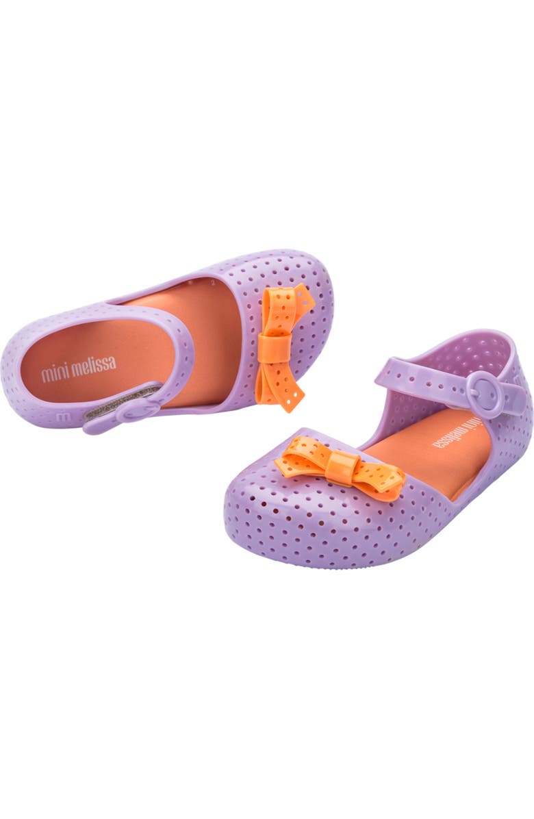 Mini Melissa Kids' Furadinha Mary Jane Flat, Alternate, color, Lilac/ Orange