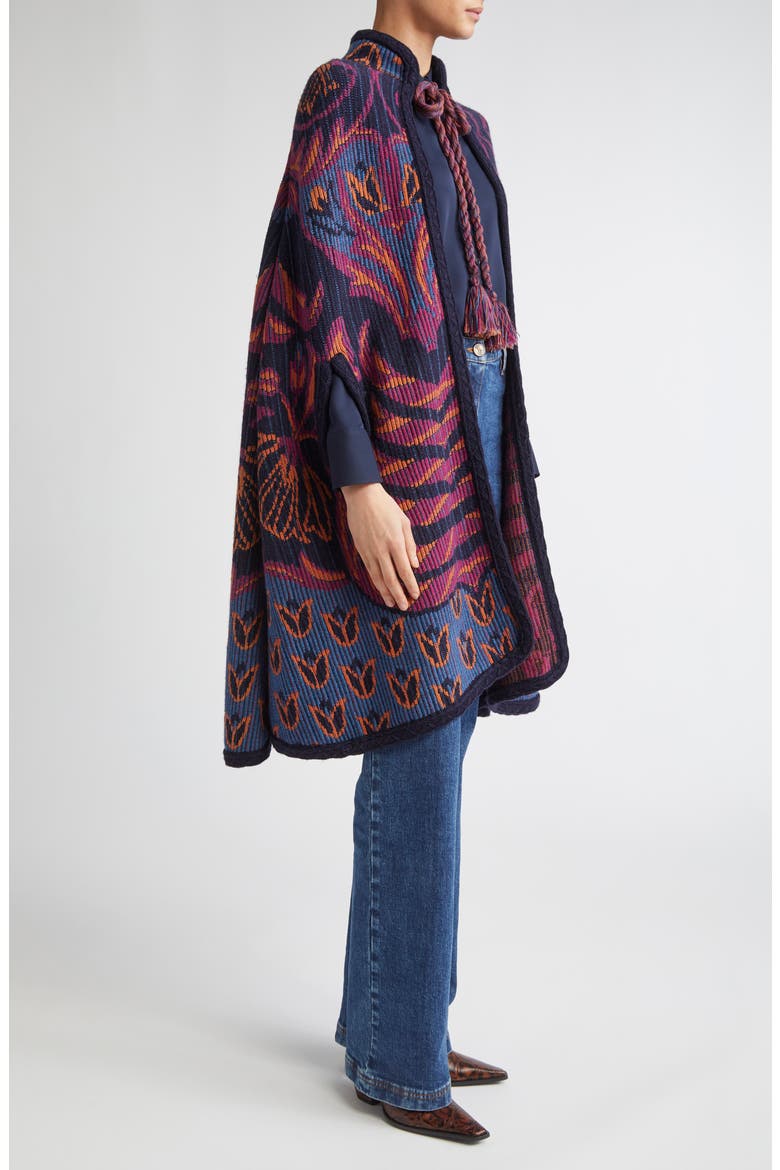 Wool Blend Knit Cape, Alternate, color, S9883 MULTICOLOUR/ BLUE