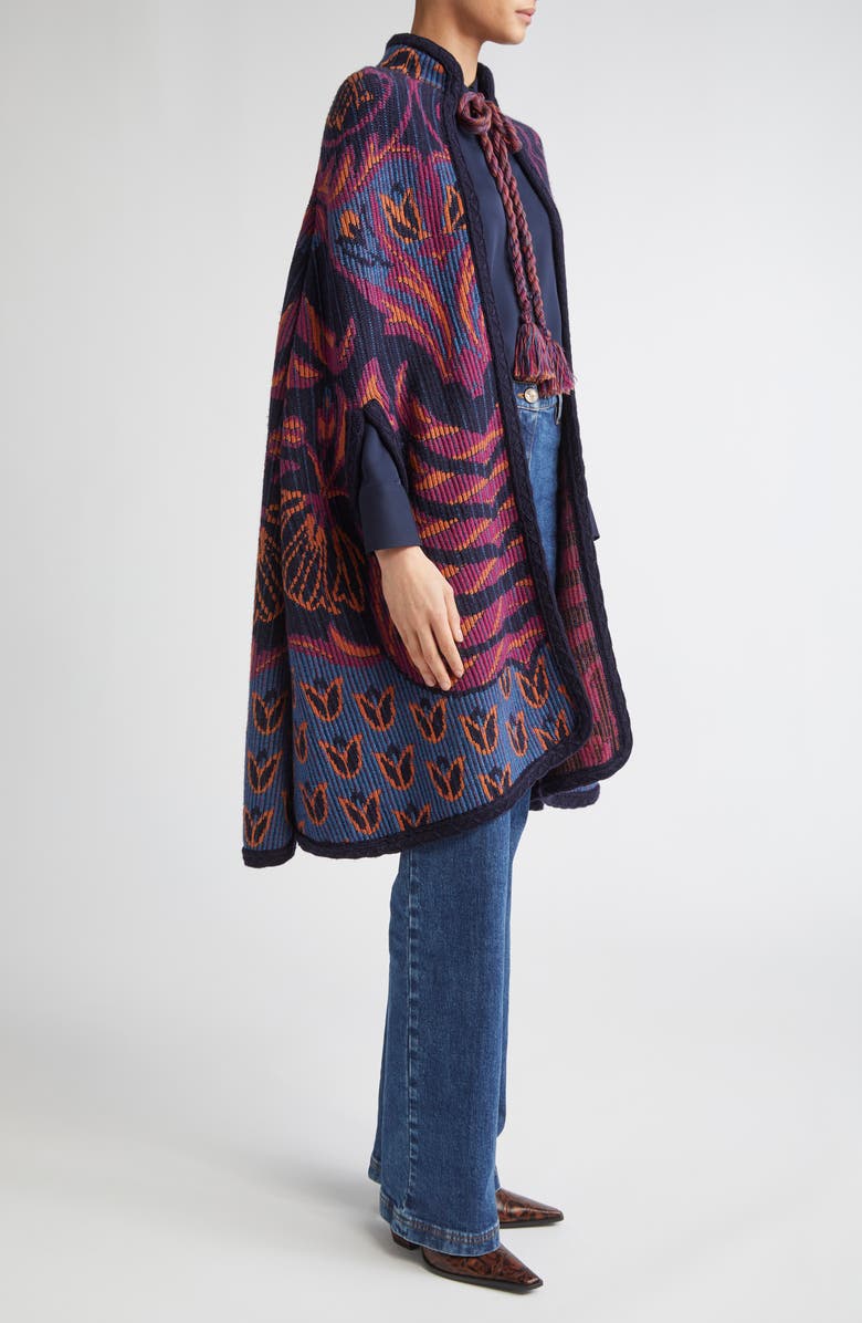 Etro Wool Blend Knit Cape, Alternate, color, S9883 Multicolour/ Blue