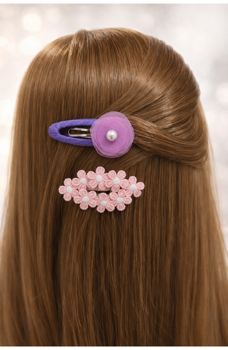 Puttisu Tulle Blossom Charm Hair Clip Set of 5, Alternate, color, Pink & Lavender
