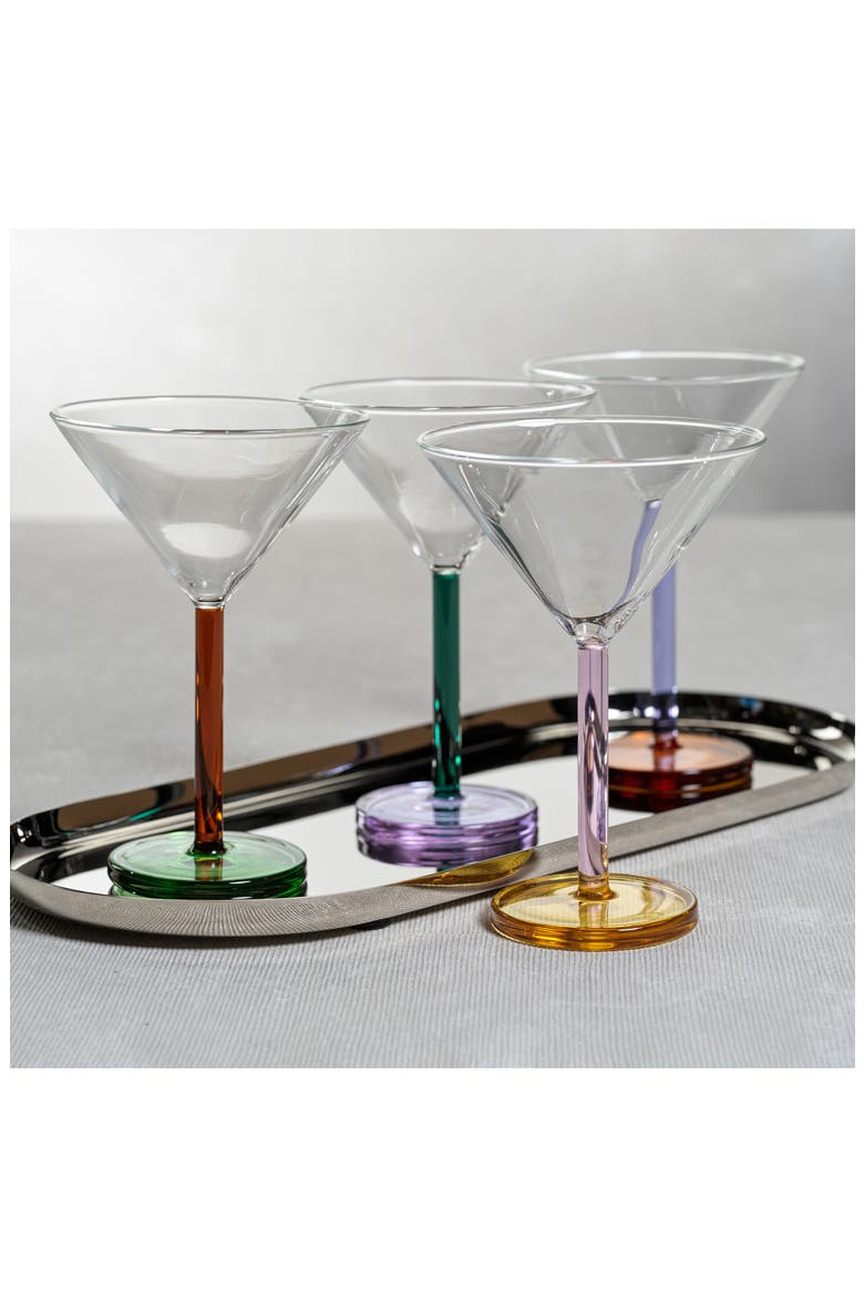 Vireo Set of 4 Martini Glasses, Alternate, color, CLEAR/ TEAL/ LILAC