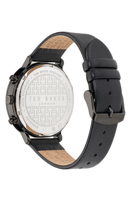 Ted Baker Haarvin Chronograph Leather Strap Watch, 44mm In Black