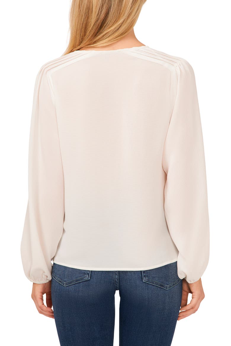 Circle Trim Pintuck Top, Alternate, color, NEW IVORY