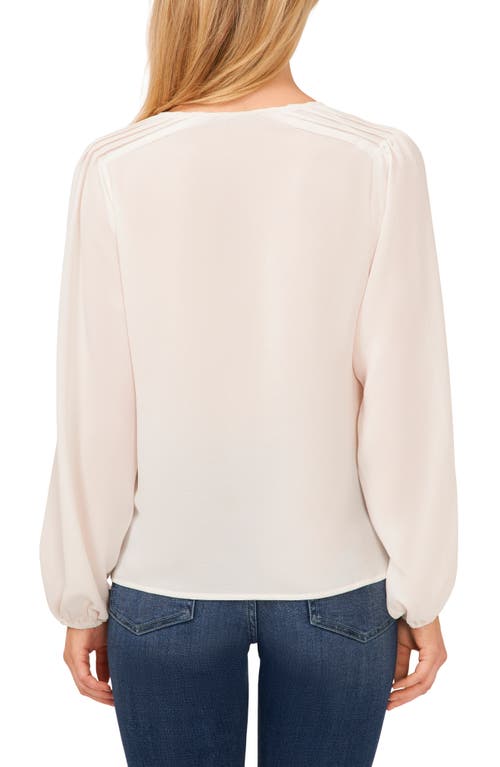Cece Women's Circular Trim Pin-tuck Long Sleeve Blouse In New Ivory
