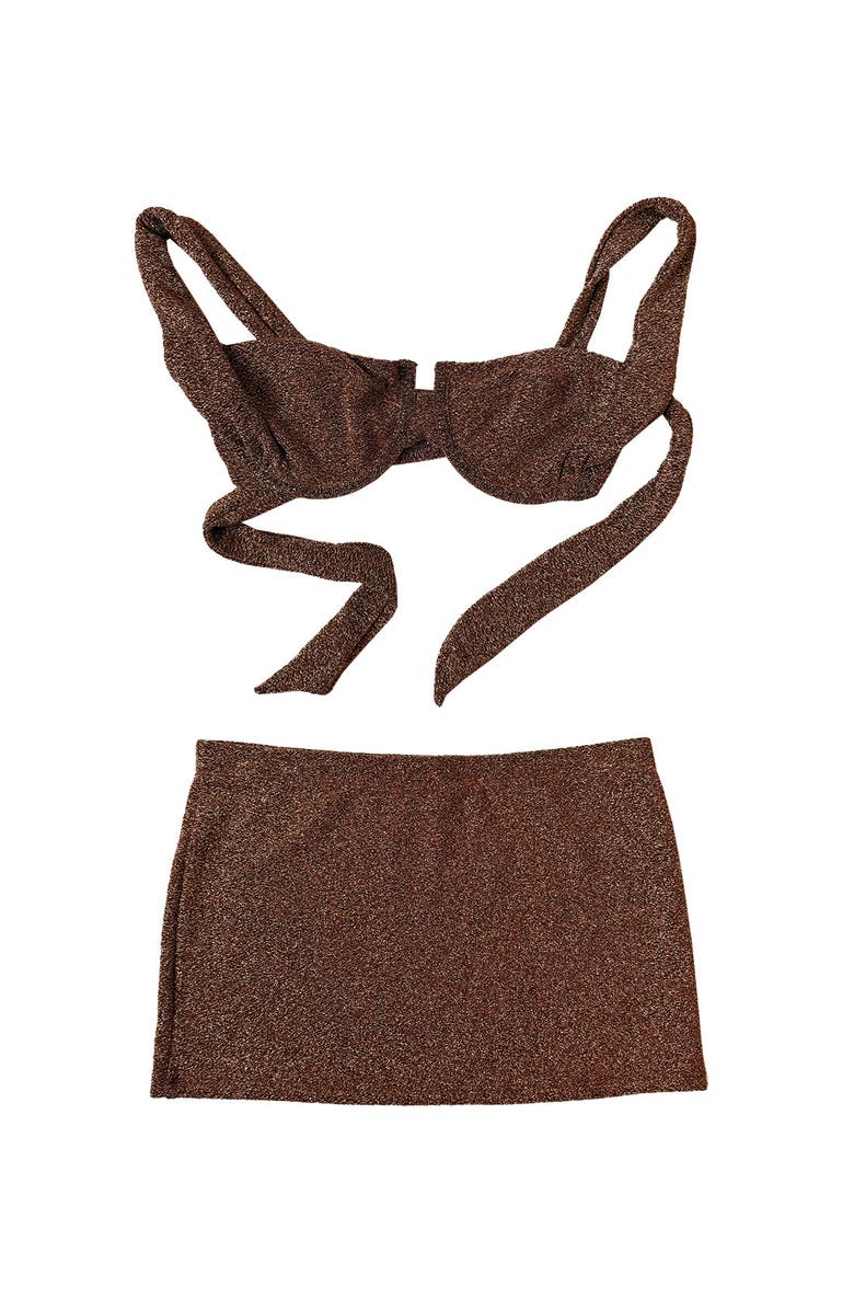 Beach Bunny Swimwear Casey Mini Skirt, Alternate, color, Brown Glitter