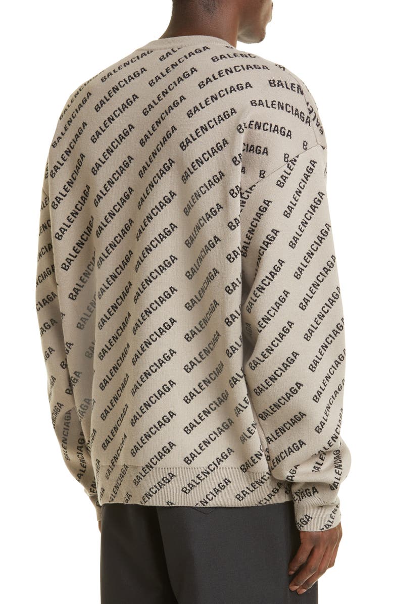 Balenciaga Allover Logo Crewneck Sweater, Alternate, color, 