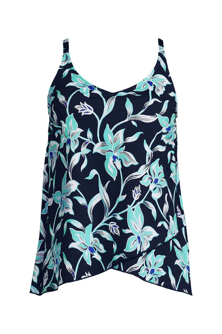 D-Cup Chlorine Resistant V-Neck Tulip Hem Tankini Swimsuit Top with Adjustable Straps, Alternate, color, Tropic Floral/Navy