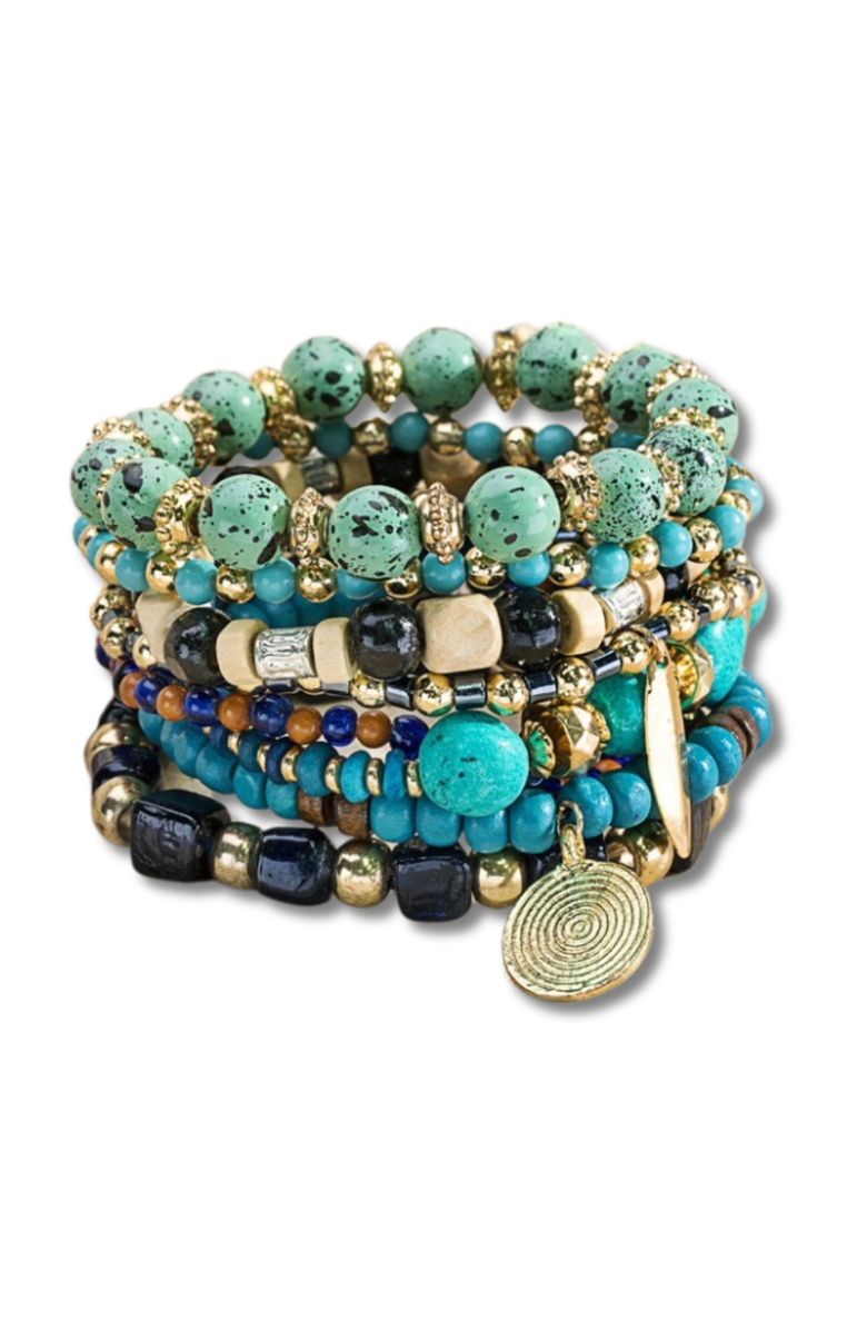 Humanist Beauty Bohemian Stacking Bracelet Set, Main, color, Turquoise
