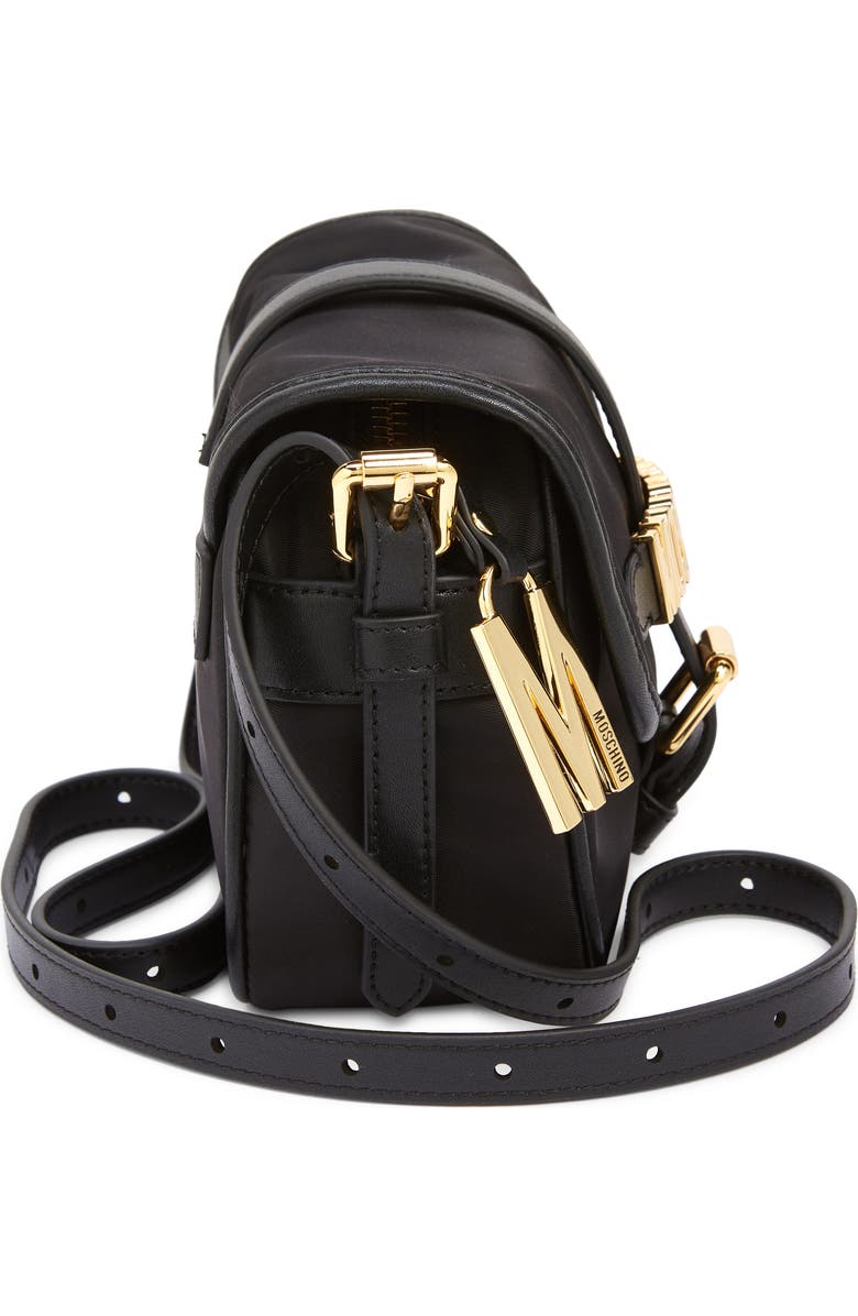 Moschino Logo Nylon Crossbody Saddle Bag, Alternate, color,
