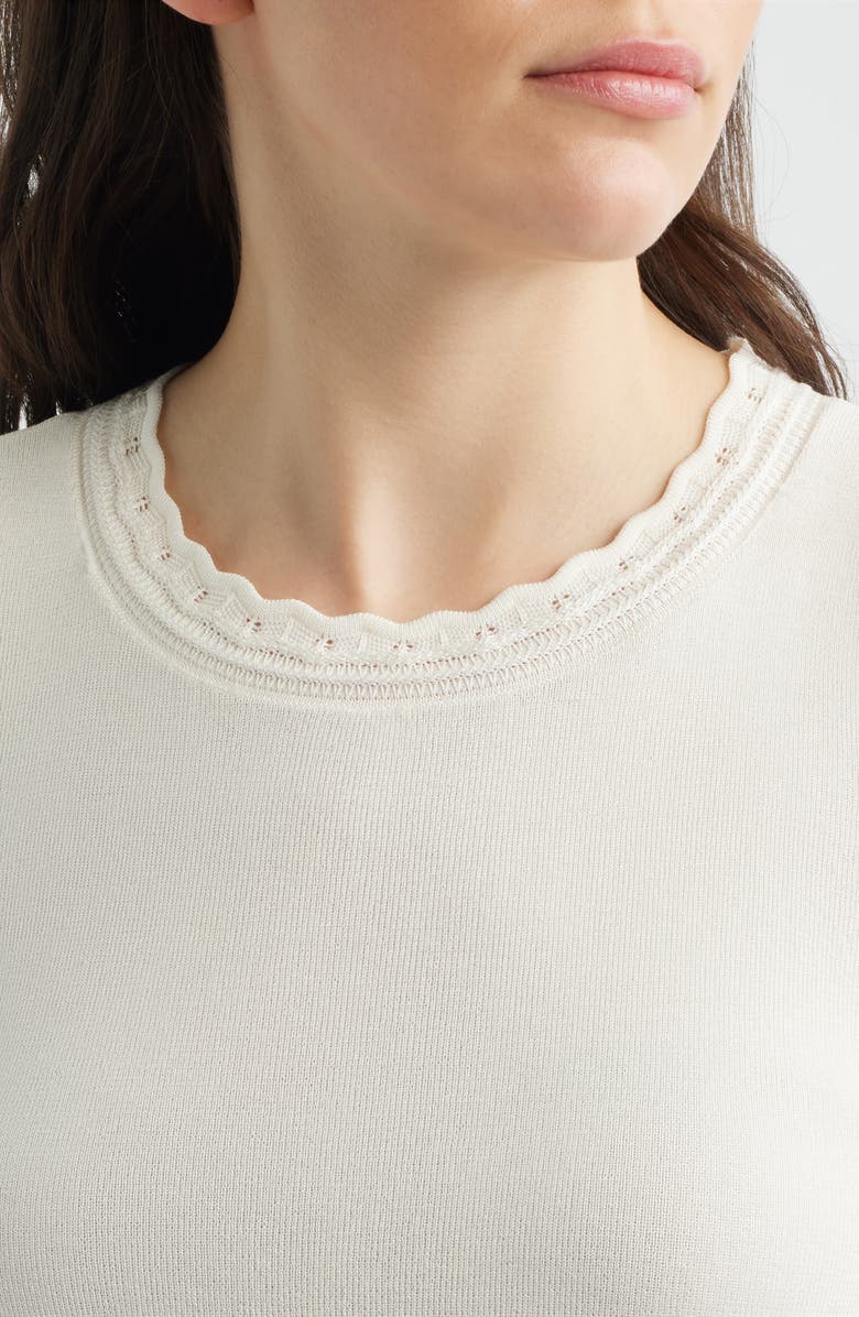 Anne Klein Scallop Trim Sleeveless Sweater, Alternate, color, White Dove