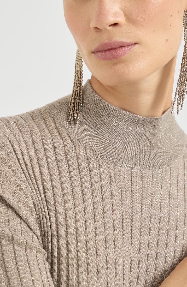 Brunello Cucinelli Cashmere and silk knit dress, Alternate, color, Taupe Smoke