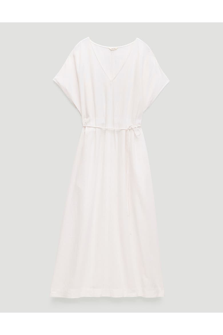 Remy Pleated Linen Blend Midi Dress, Alternate, color, White