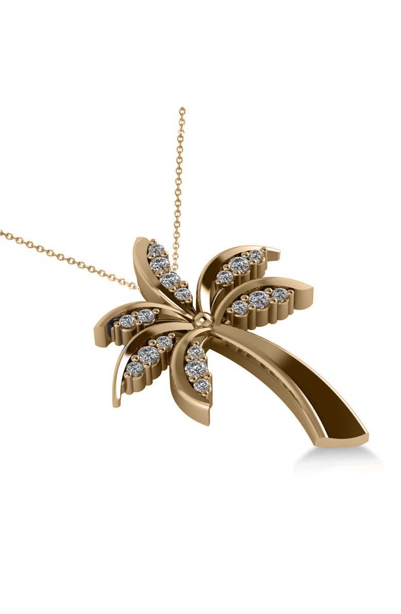 ALLUREZ Diamond Summer Palm Tree Pendant Necklace 14k, Alternate, color, Yellow Gold