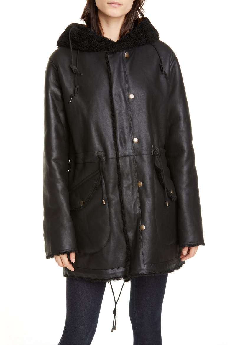 Reversible Genuine Shearling Parka (Nordstrom Exclusive), Main, color, BLACK