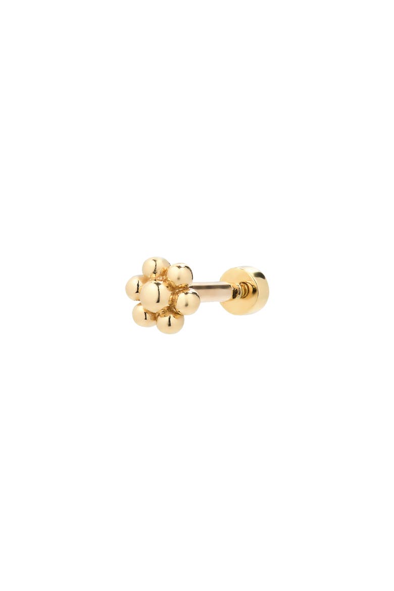 Scalloped Black Diamond Stud Earring, Alternate, color, YELLOW GOLD