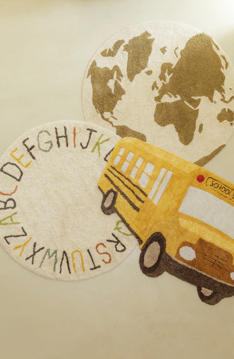 Lorena Canals RugCycled World Map Washable Cotton Blend Rug, Alternate, color, Natural Soil Brown