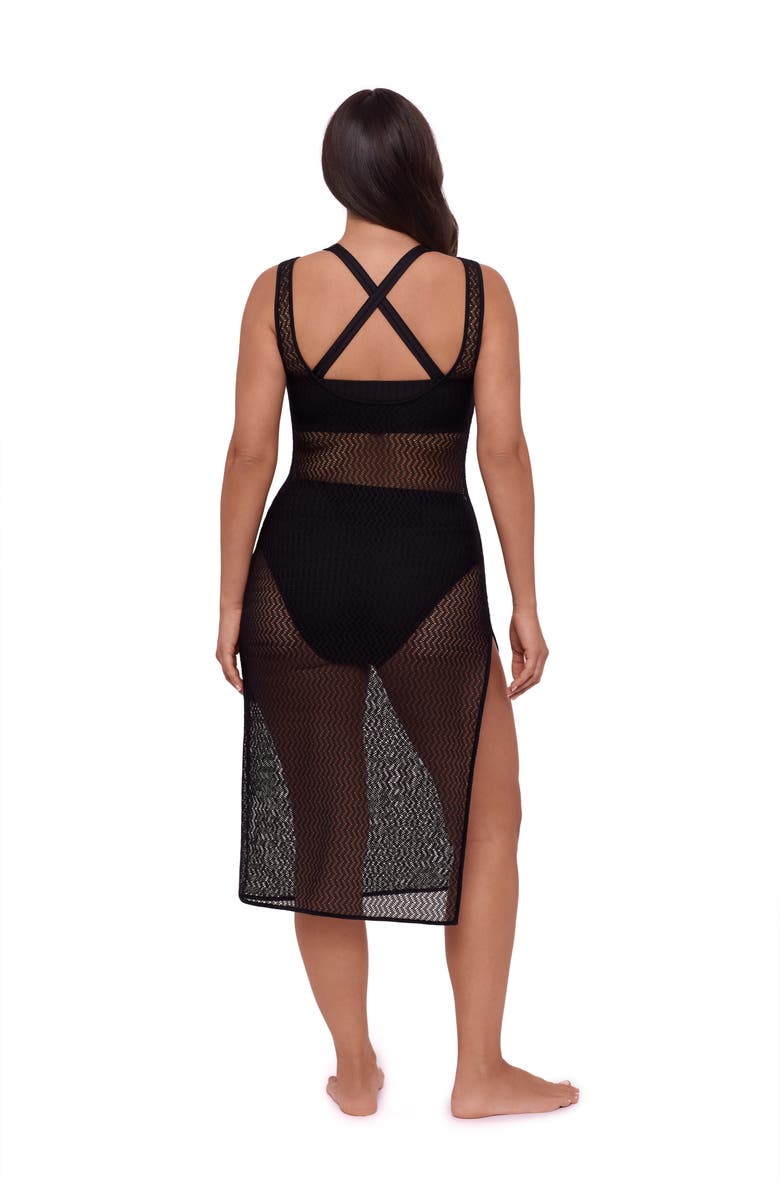 S3 Front Slit Crochet Coverup Dress, Alternate, color, Onyx Black