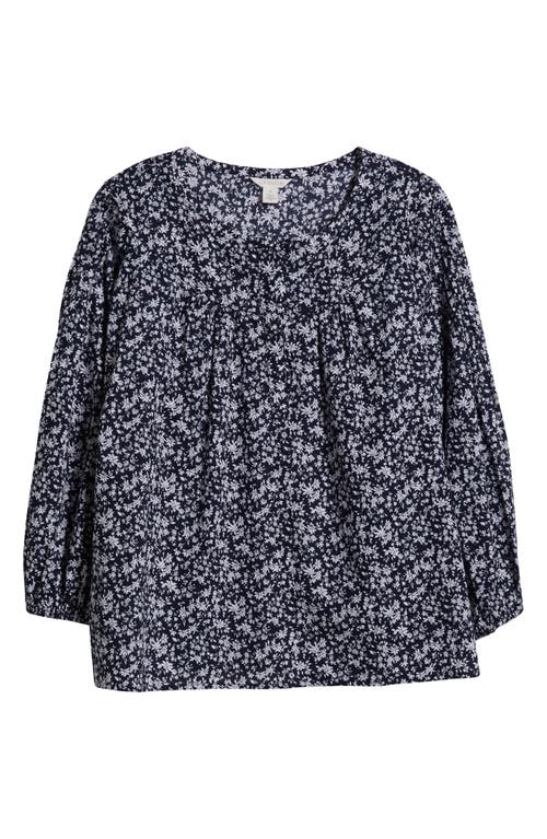 Caslon ® Print Split Neck Cotton Popover Top