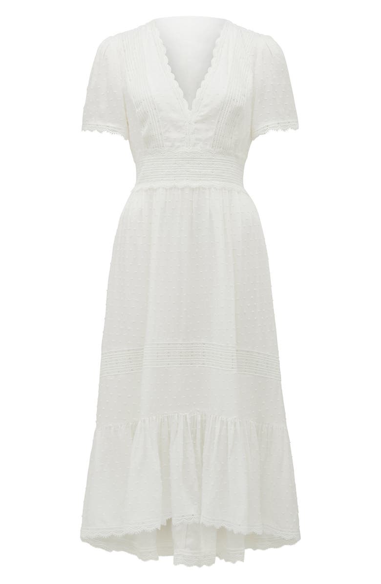 Ever New Margot Lace Trim Swiss Dot Midi Dress, Alternate, color,