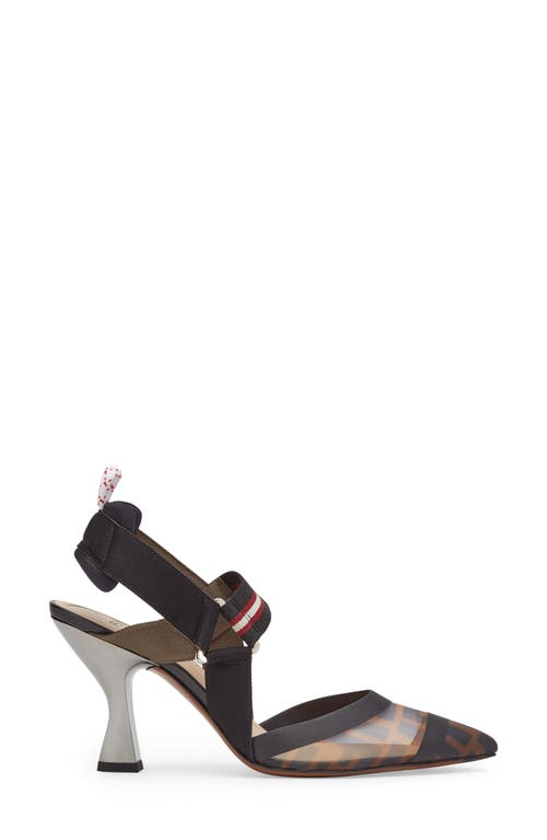 Fendi Slingback Brown Nylon Sandals