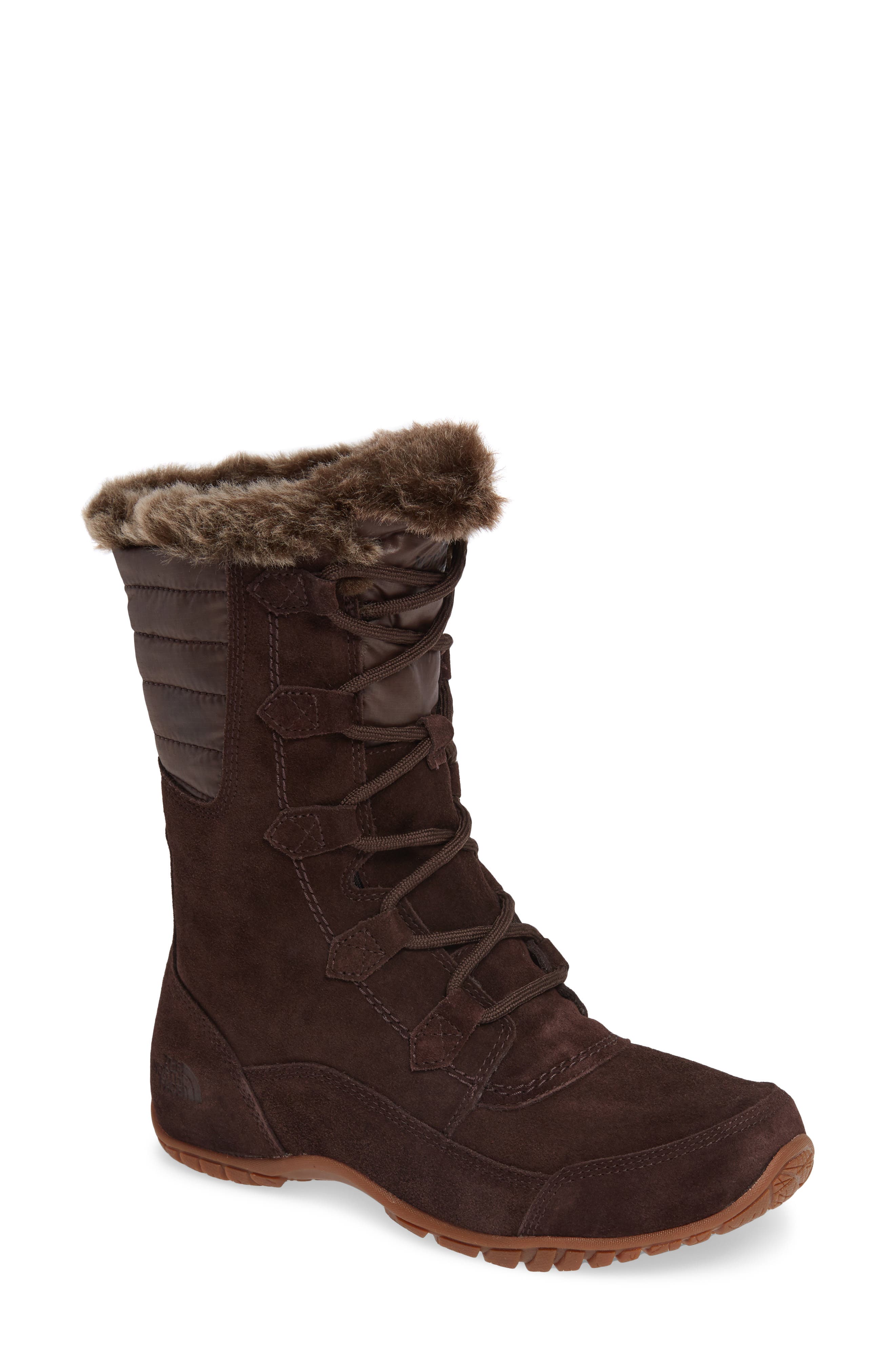 The North Face Nuptse Purna II Waterproof PrimaLoft<sup>®</sup> Silver Eco Insulated Winter Boot, Main, color, 