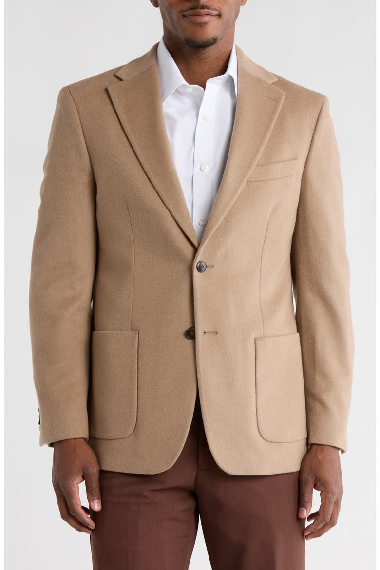 Notch Lapel Wool Blend Sport Coat, Main, color, TAN