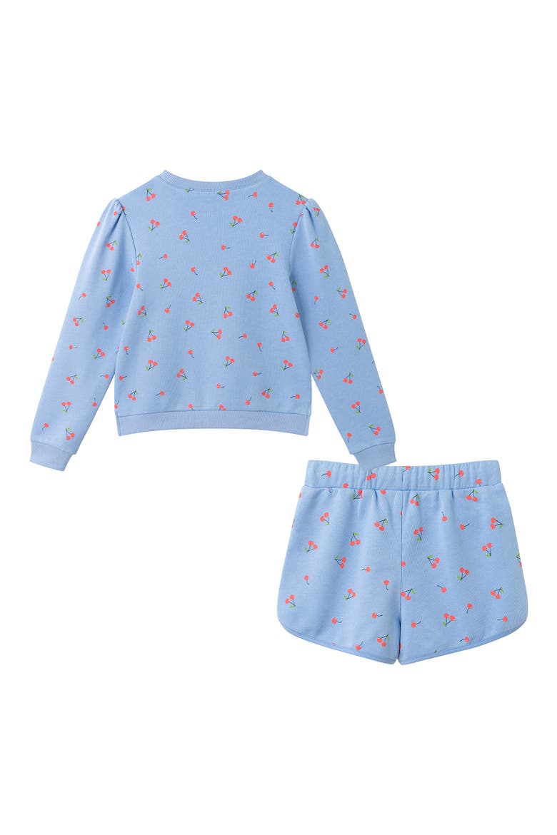 Kids' Long Sleeve Pullover & Shorts Set, Alternate, color, PURPLE CHERRY