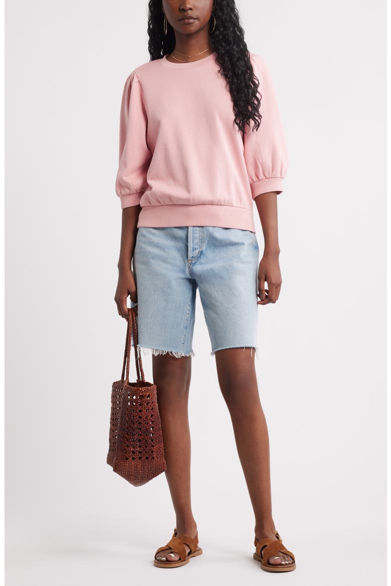 Puff Sleeve Sweatshirt, Alternate, color, PINK BEAUTY