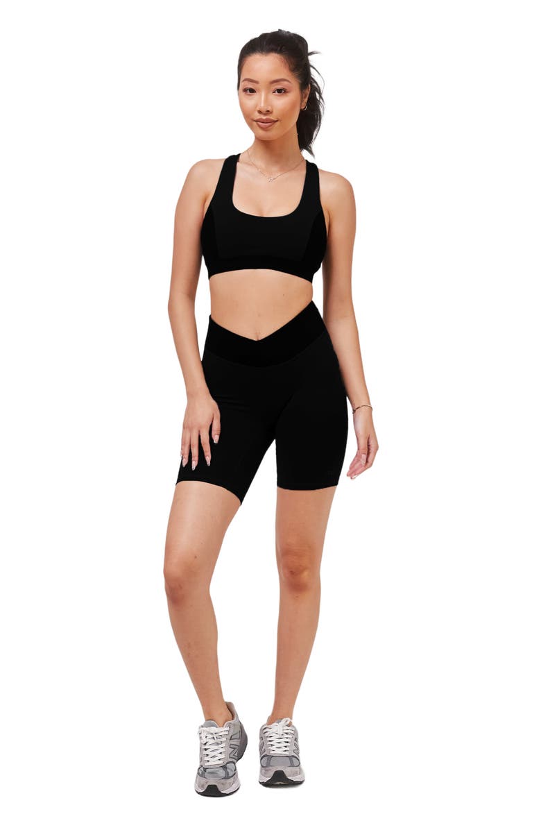 Rebody Active Swift Keyhole Racerback Cloudlux Bra, Main, color, Metropolis Black