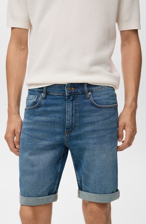 Mango Slim Fit Denim Bermuda Shorts In Blue