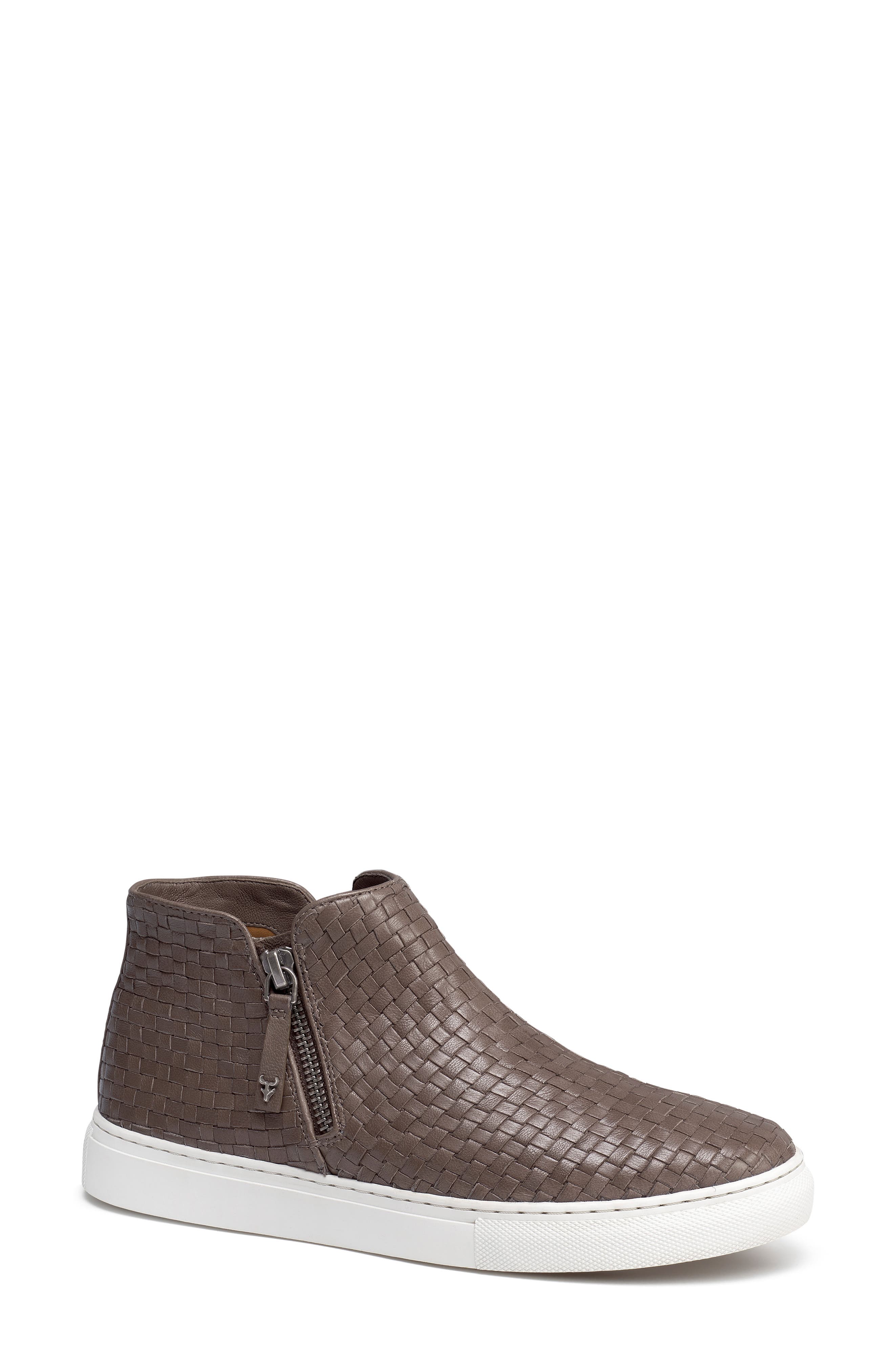 Lora Woven Sneaker Bootie, Main, color, GREY LEATHER