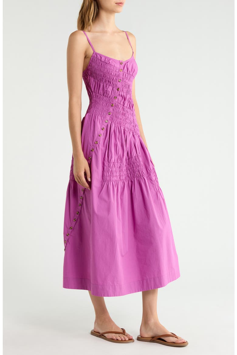 Lyra Sleeveless Shirred Midi Sundress, Alternate, color, MAGENTA