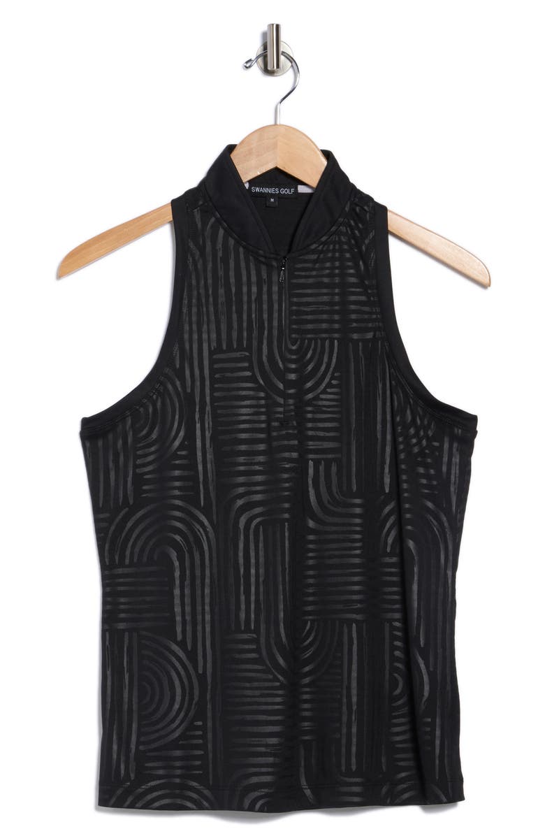 Swannies Jordyn Sleeveless Half Zip Knit Polo, Alternate, color, Black