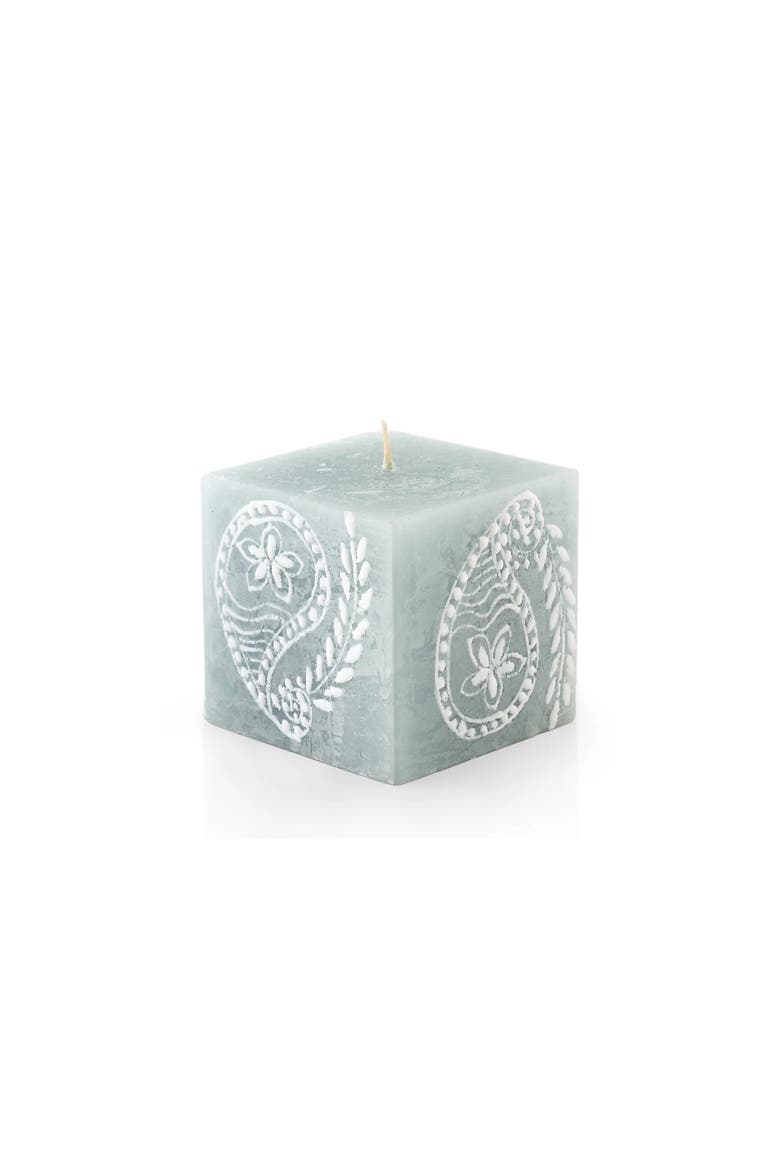 Henna Duck Egg Painted Cube Candle, Main, color, Duck Egg Blue - 3x3x3"